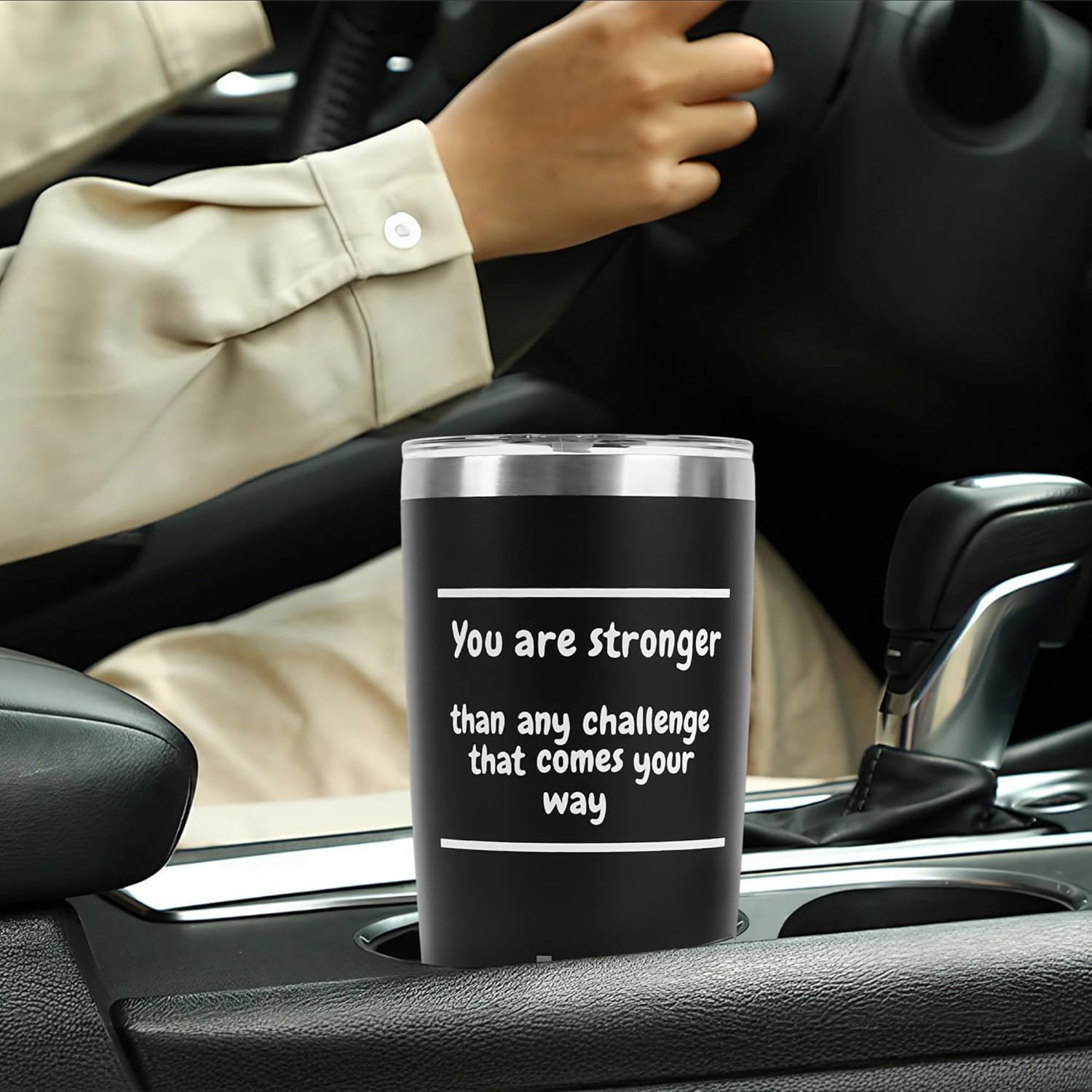 20oz Black Stainless Steel Inspirational Tumbler - Image 5