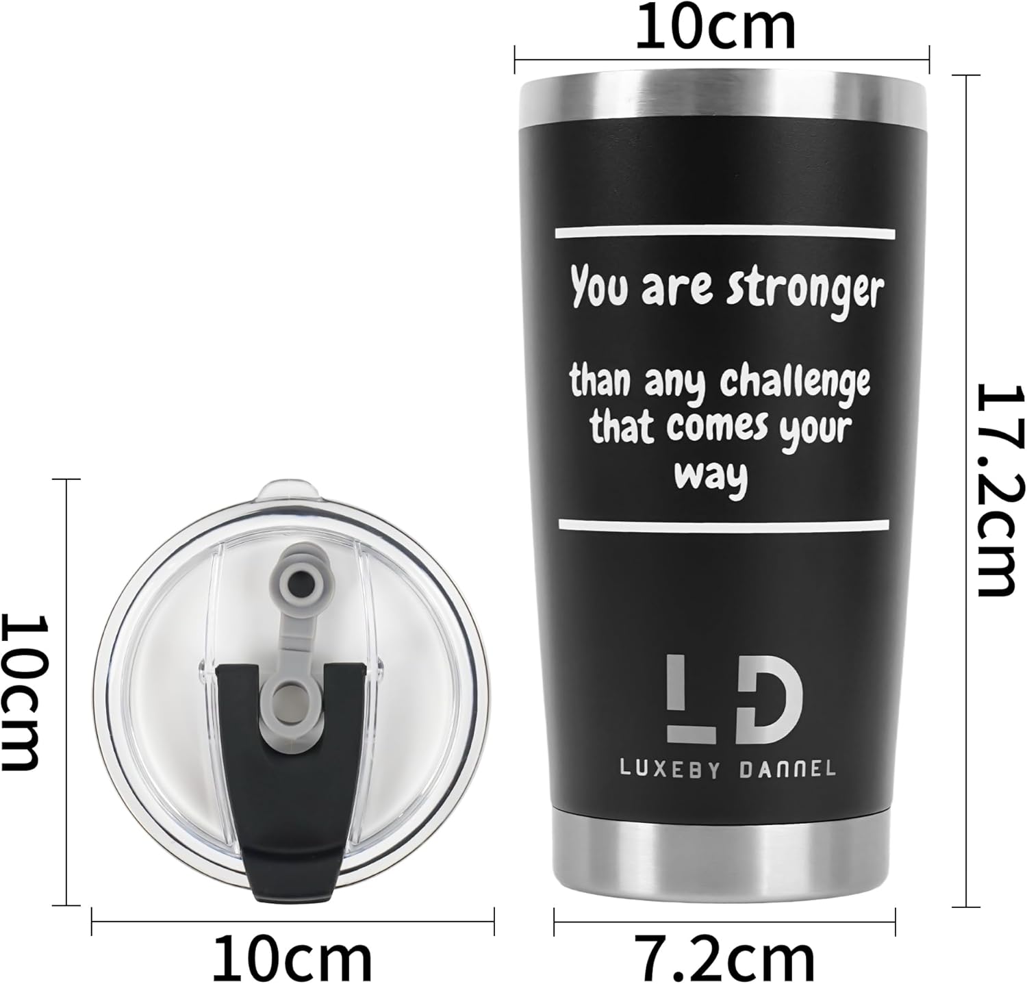20oz Black Stainless Steel Inspirational Tumbler - Image 6