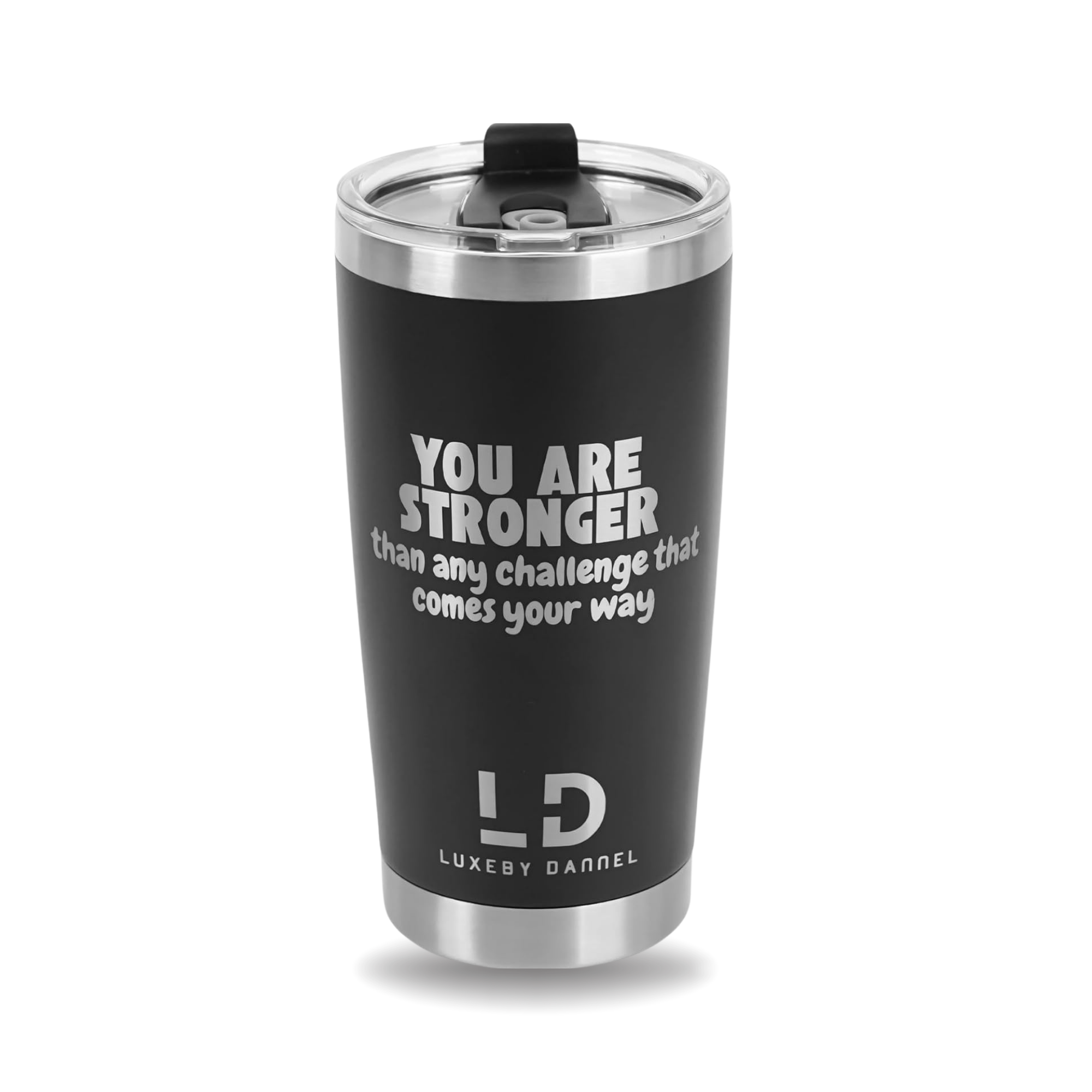 20oz Black Silver Stainless Steel Inspirational Tumbler