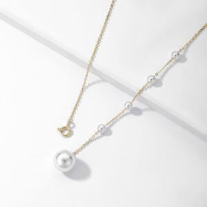 925 Sterling Silver Plated 18k Gold Freshwater Pearl Pendant Necklace