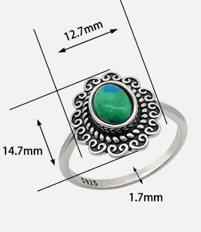 925 Sterling Silver with Turquoise Gemstone Antique Ring - Image 2