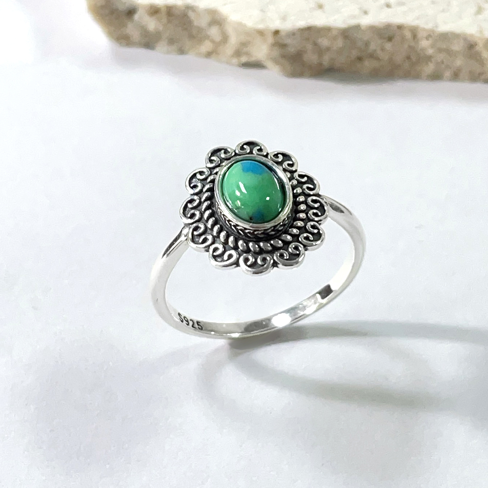 925 Sterling Silver with Turquoise Gemstone Antique Ring