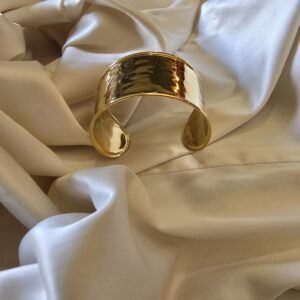Luxury Wide Stainless Steel Gold Plated Plain Bracelet Bangle