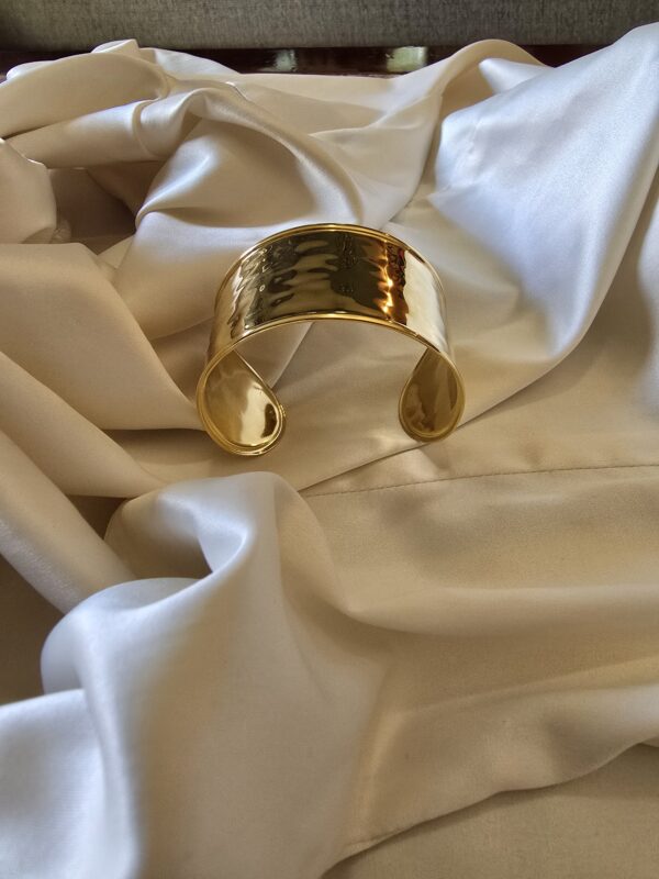 Luxury Wide Stainless Steel Gold Plated Plain Bracelet Bangle