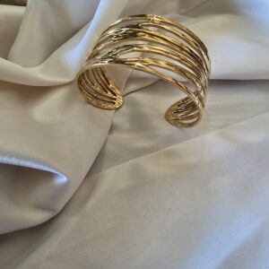 Luxury Wide Stainless Steel Gold Plated Bracelet Bangle