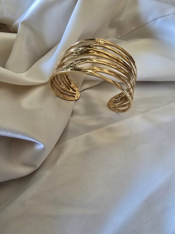 Luxury Wide Stainless Steel Gold Plated Bracelet Bangle