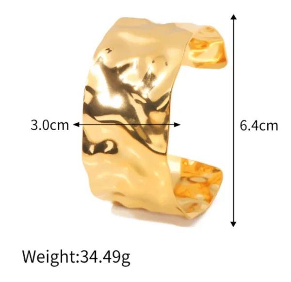 Luxury Wide Stainless Steel Gold Plated Bracelet Bangle - Image 2