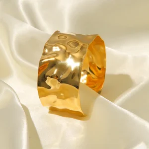 Luxury Stainless Steel Gold Plated Irregular Ring
