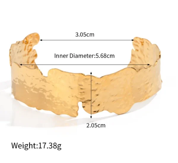 Lake Surface 18k Gold Plated Stainless Steel Open Bracelet Bangle for Women - Image 3
