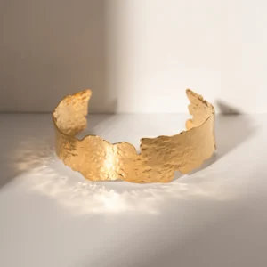 Lake Surface 18k Gold Plated Stainless Steel Open Bracelet Bangle for Women