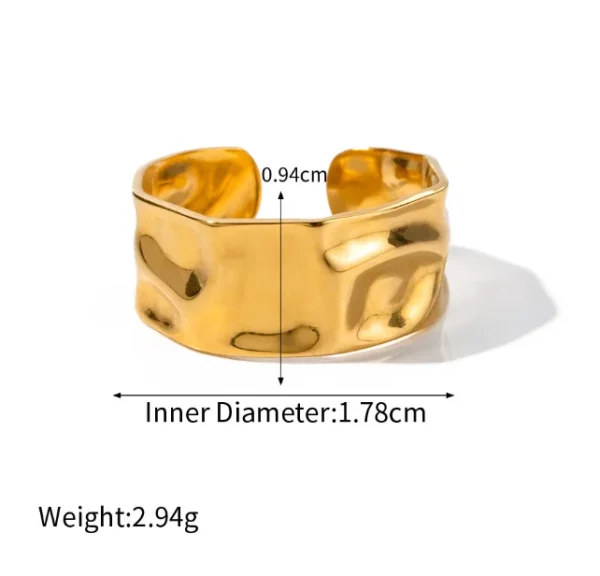 Luxury Stainless Steel Gold Plated Irregular Ring - Image 2