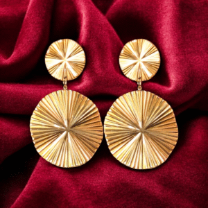 Stainless Steel Gold Plated Double Disc Earrings